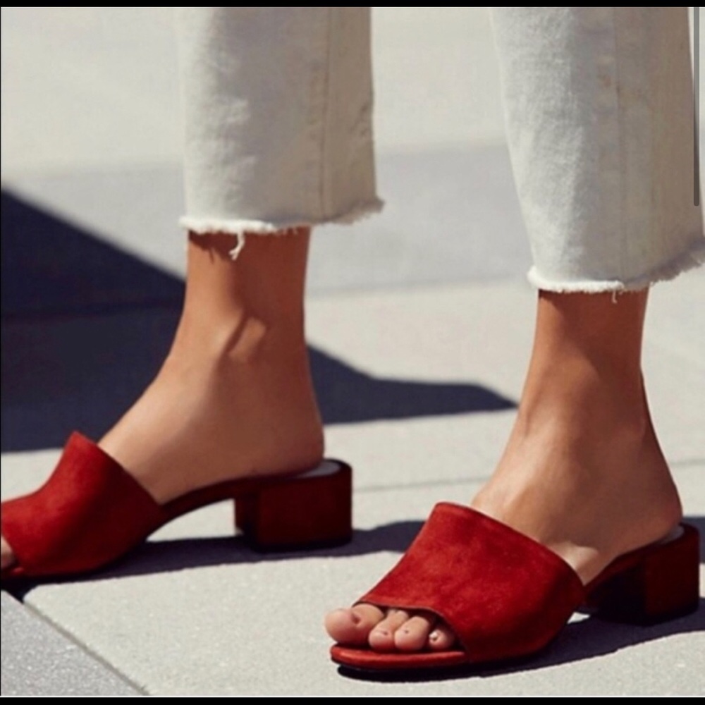 Jeffrey Campbell Beaton Red Suede Mules